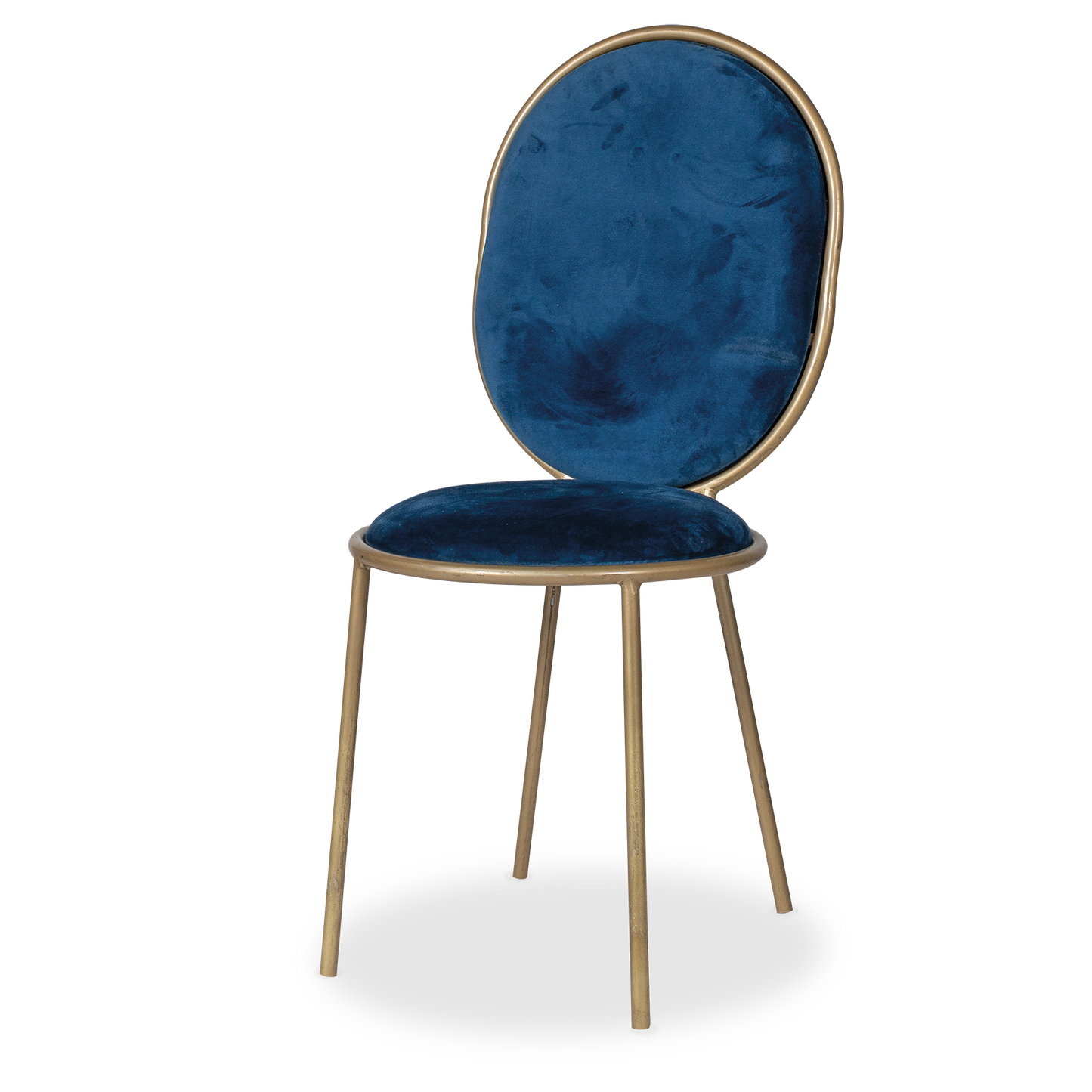 Silla velvet azul herrería dorada
