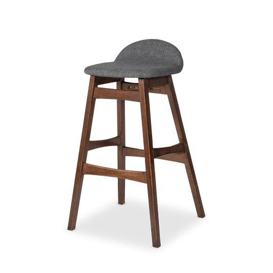 Banco madera asiento tapizado gris oscuro