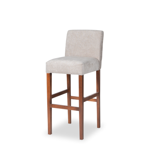 Banco tela beige patas nogal Arturo