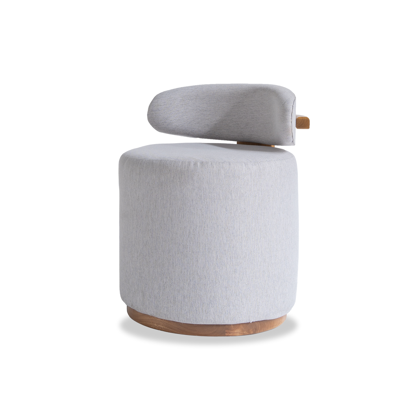 Taburete Redondo Gris Respaldo Madera